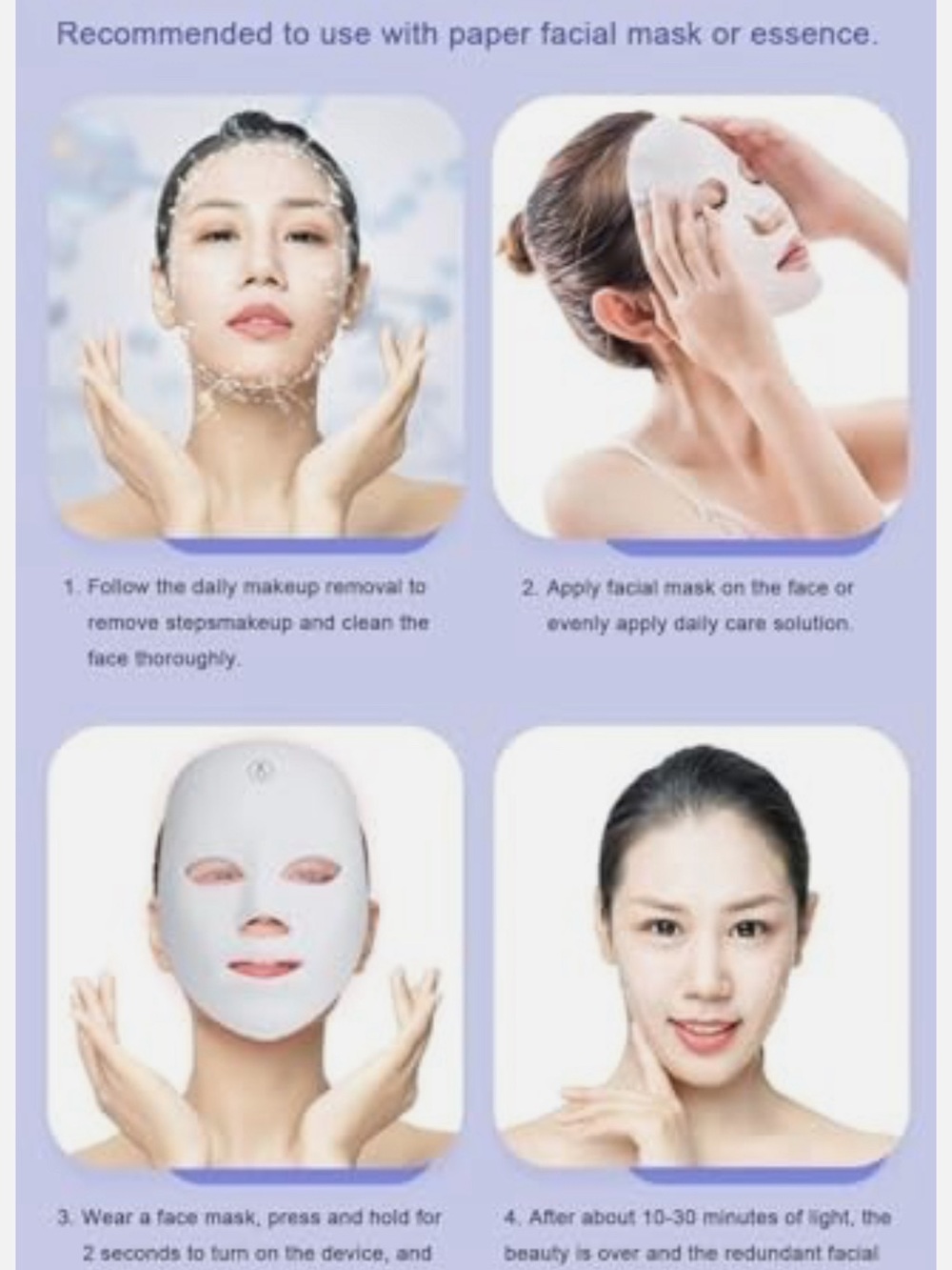 White LED Light Therapy Facial Mask for Women Skincare - Picture 7 of 8